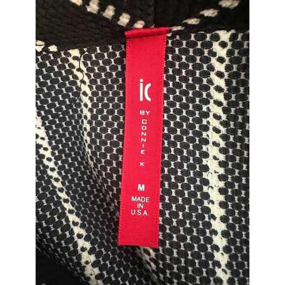 IC by Connie K Jacket Womens Medium Artsy Striped White Black Big Button USA - Picture 7 of 9